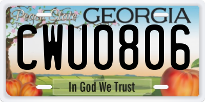 GA license plate CWU0806