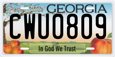 GA license plate CWU0809