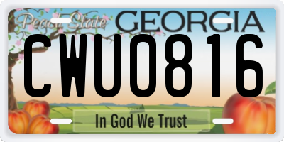 GA license plate CWU0816