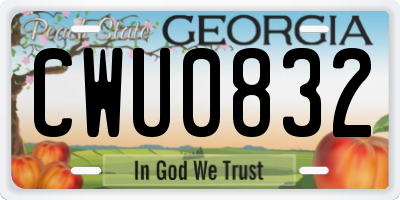 GA license plate CWU0832