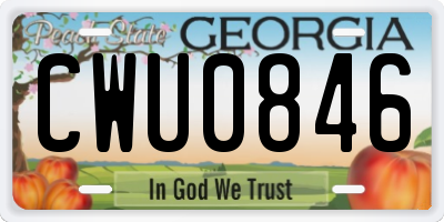 GA license plate CWU0846