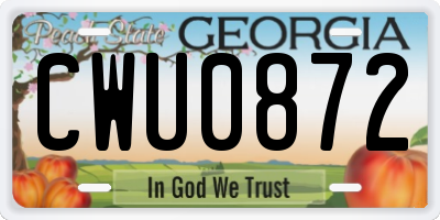 GA license plate CWU0872