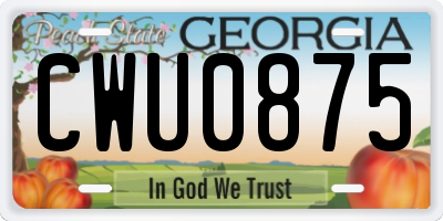 GA license plate CWU0875