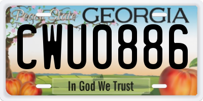 GA license plate CWU0886