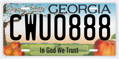 GA license plate CWU0888