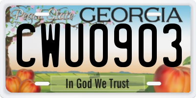 GA license plate CWU0903