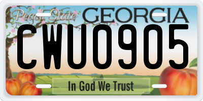 GA license plate CWU0905