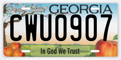 GA license plate CWU0907