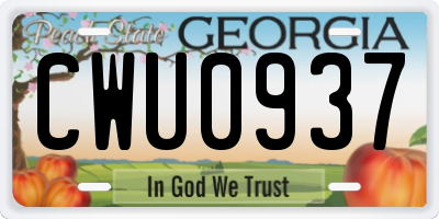 GA license plate CWU0937