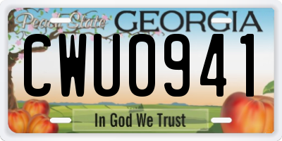 GA license plate CWU0941