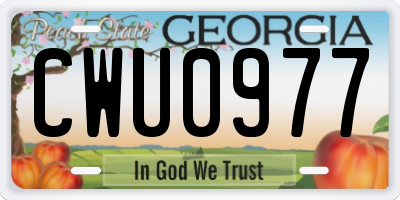 GA license plate CWU0977