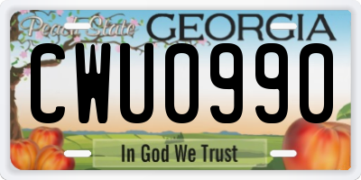 GA license plate CWU0990