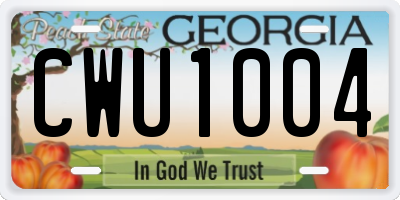 GA license plate CWU1004