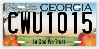 GA license plate CWU1015