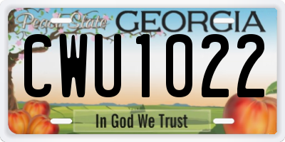 GA license plate CWU1022