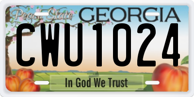 GA license plate CWU1024