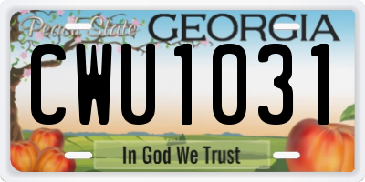GA license plate CWU1031