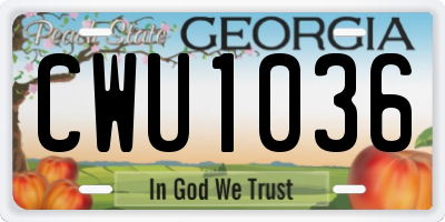GA license plate CWU1036