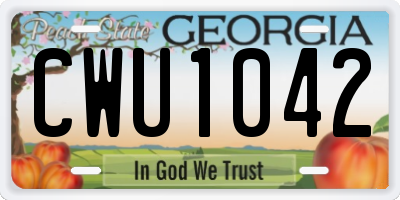 GA license plate CWU1042
