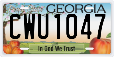 GA license plate CWU1047