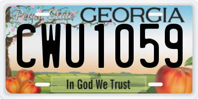 GA license plate CWU1059
