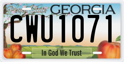 GA license plate CWU1071