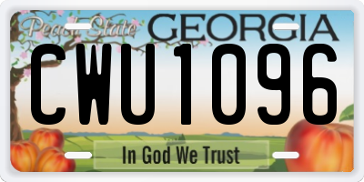 GA license plate CWU1096