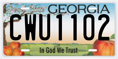GA license plate CWU1102
