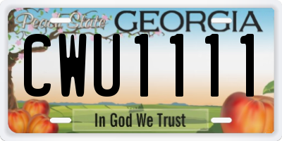GA license plate CWU1111