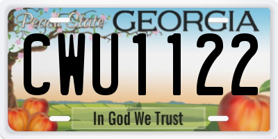 GA license plate CWU1122