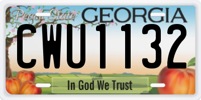 GA license plate CWU1132