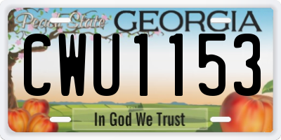 GA license plate CWU1153