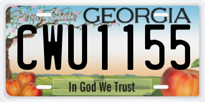 GA license plate CWU1155