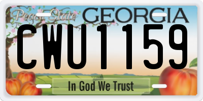 GA license plate CWU1159