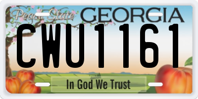 GA license plate CWU1161