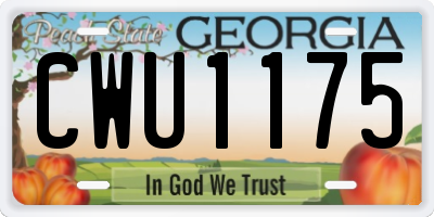 GA license plate CWU1175