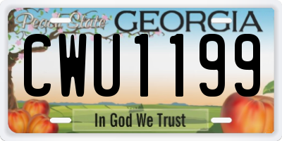 GA license plate CWU1199