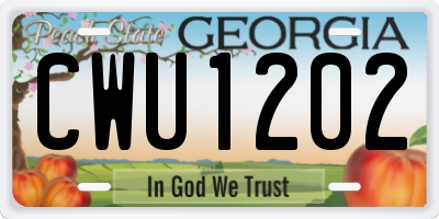 GA license plate CWU1202