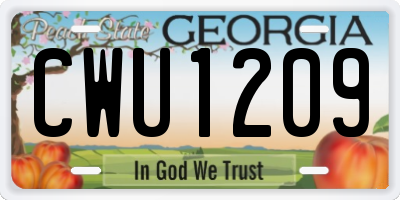 GA license plate CWU1209