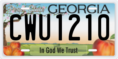 GA license plate CWU1210