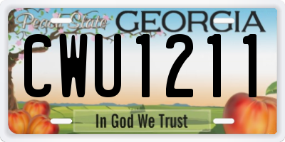 GA license plate CWU1211