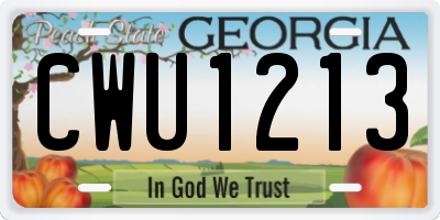 GA license plate CWU1213