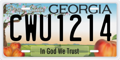 GA license plate CWU1214