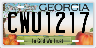 GA license plate CWU1217
