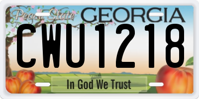 GA license plate CWU1218