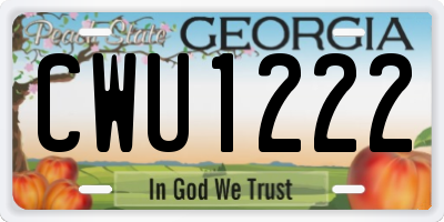 GA license plate CWU1222