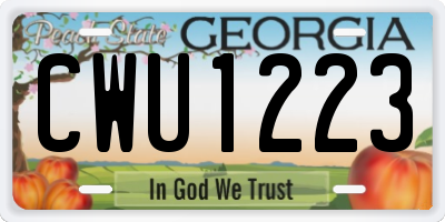 GA license plate CWU1223