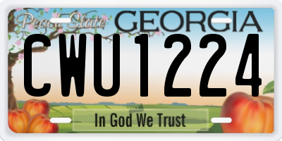 GA license plate CWU1224