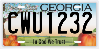 GA license plate CWU1232