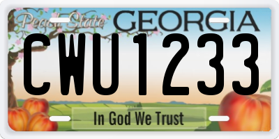 GA license plate CWU1233